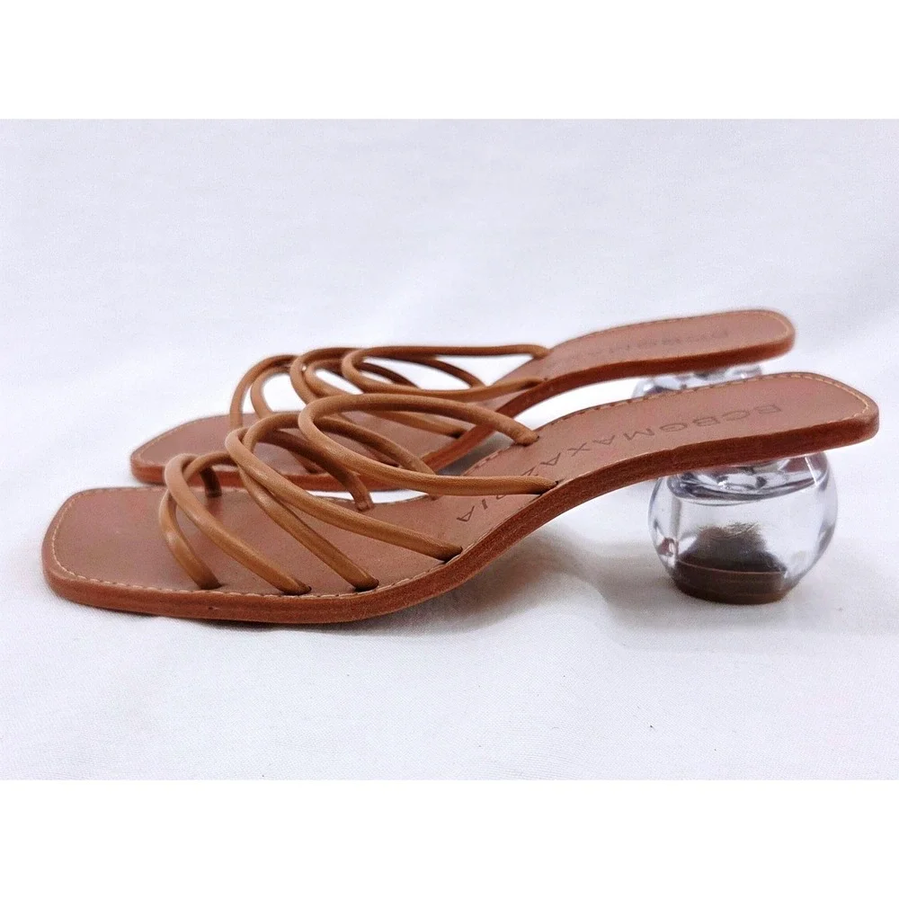 BCBGMAXAZRIA Astrid‎ Brown Leather Heeled Strappy Sandals - Size 8